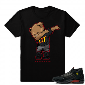 Last Shot Jordan 14 match shirt  Dabin Polo Bear  Black tee