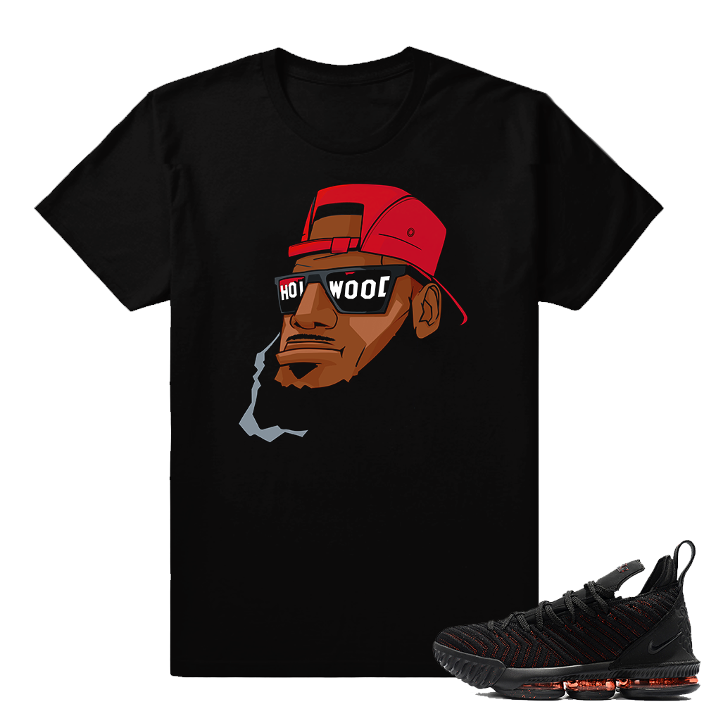 Lebron 16 Bred Hollywood Bron shirt  Black Tee