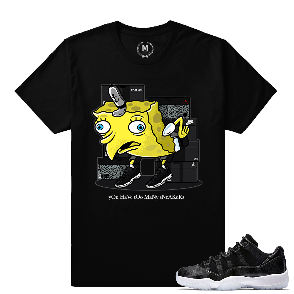 Match Air Jordan 11 Barons | SpongeBob Sneaker Meme | Black T shirt