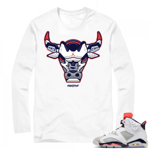 Match Air Jordan 6 Tinker | Rare Air Bull | White Long Sleeve shirt