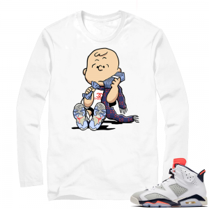 Match Air Jordan 6 | Designer Charlie Brown | White Long Sleeve shirt