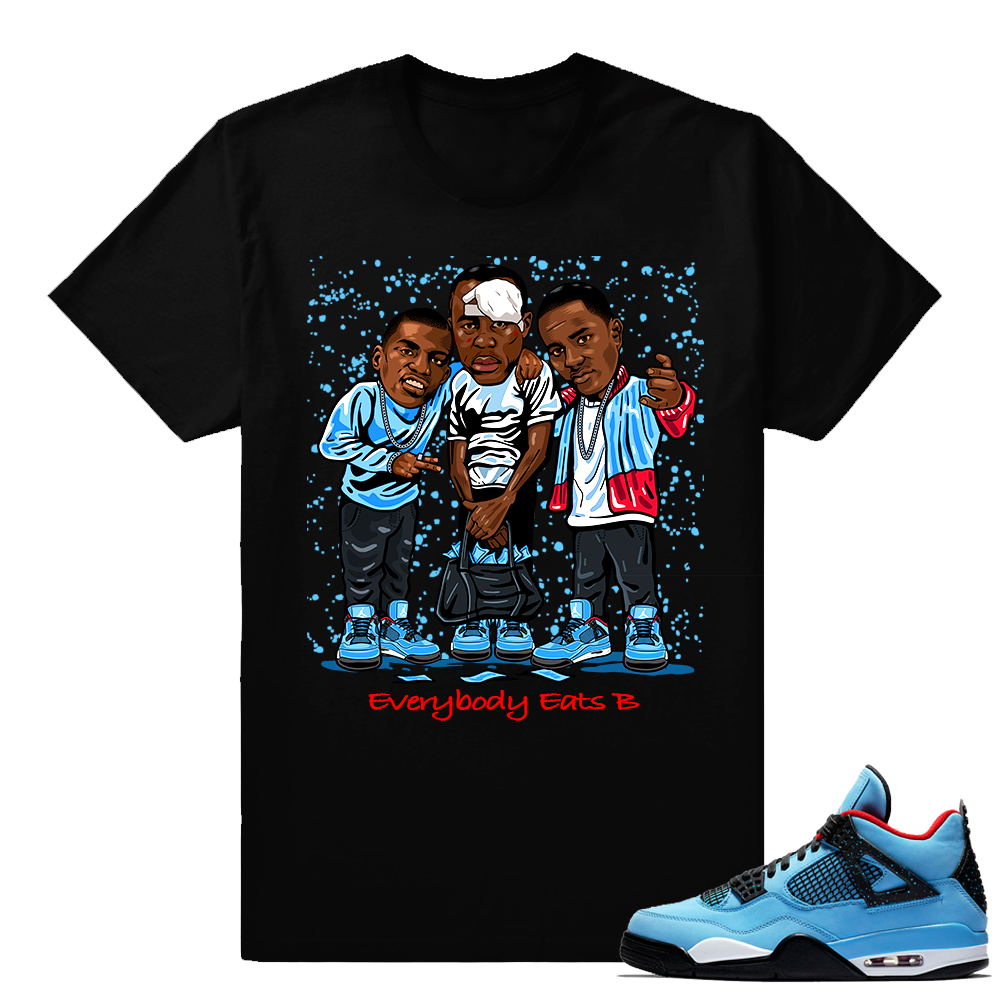 Match Cactus Jack 4s shirt  Paid in Full Everybody Eats B  Black tee