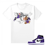 Match Court Purple 1s 2.0 Sneakers Outfit Shirt - White - Finesse