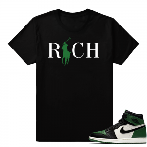 Match Jordan 1 Pine Green shirt | Country Club Rich | Black shirt