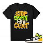 Match Jordan 1 Volt Gold Sneaker Shirts - Black - Clout Bubble Drip