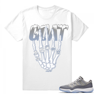 Match Jordan 11 Cool Grey Shirt Goats Hand  White tee