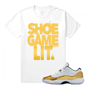 Match Jordan 11 Low Gold Closing Ceremony | Shoe Game Lit | White T shirt