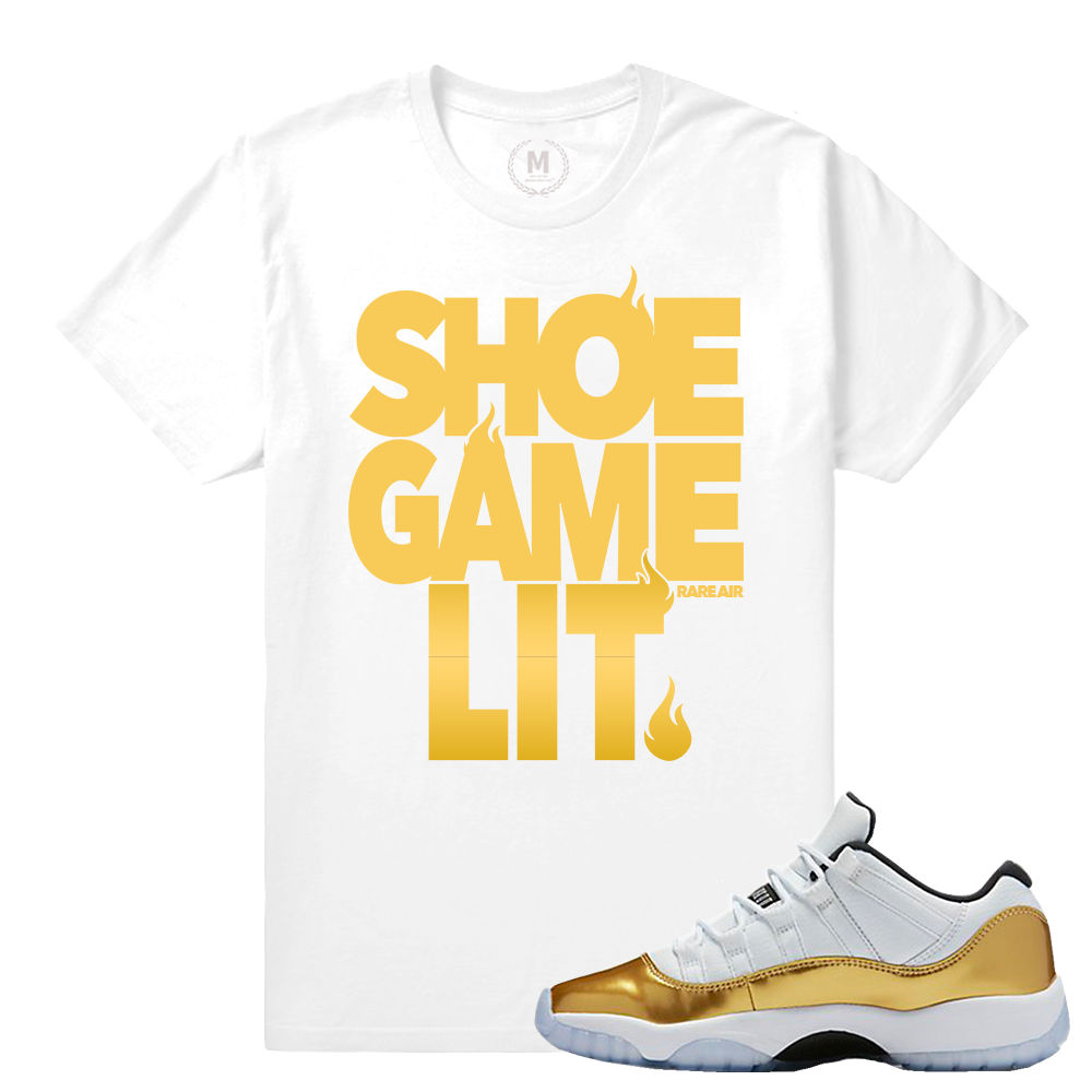 Match Jordan 11 Low Gold Closing Ceremony | Shoe Game Lit | White T shirt