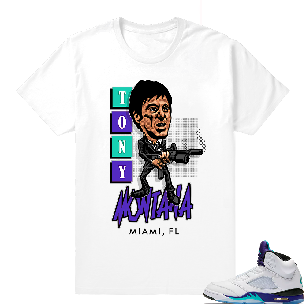 Grape 5s | Tony Montana Toon | White shirt