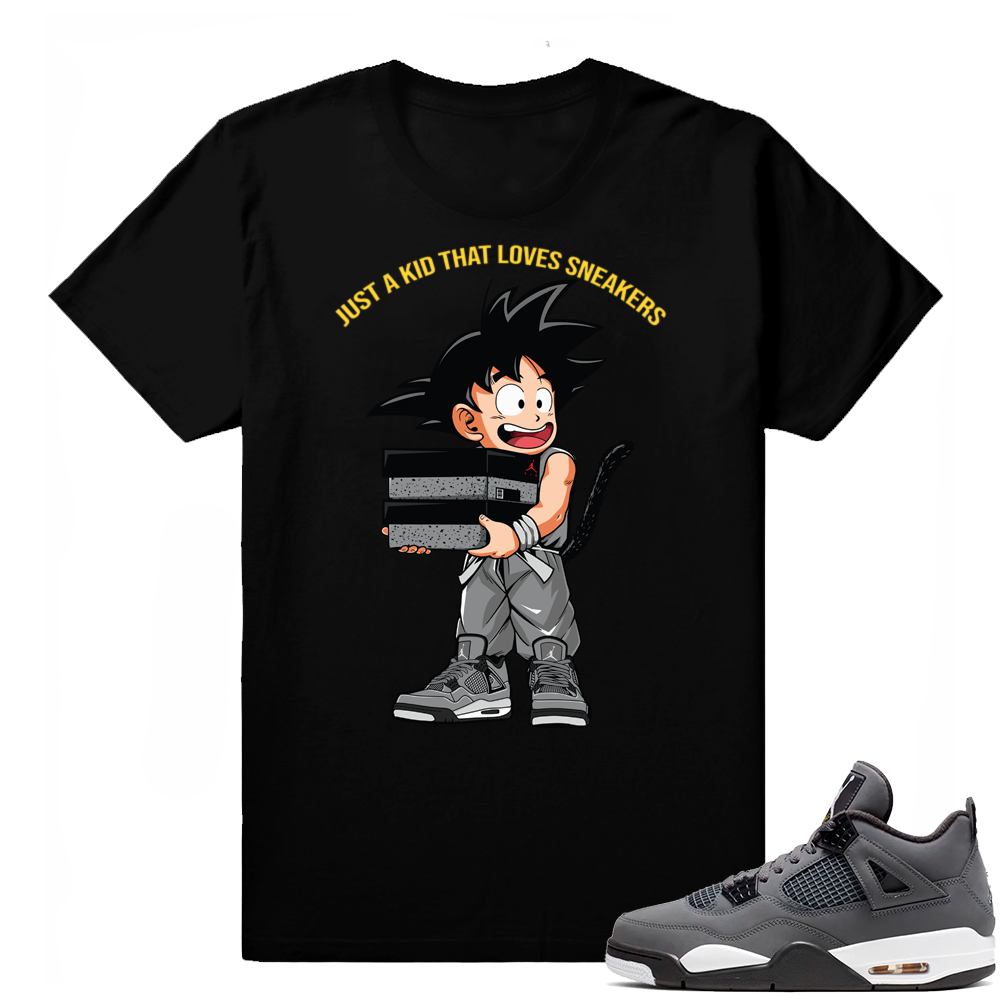 Jordan 4 Cool Grey | Just A Kid | Black Shirt