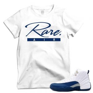 Match French Blue 12 Jordan Retros | 'Rare Air Script' | White T shirt