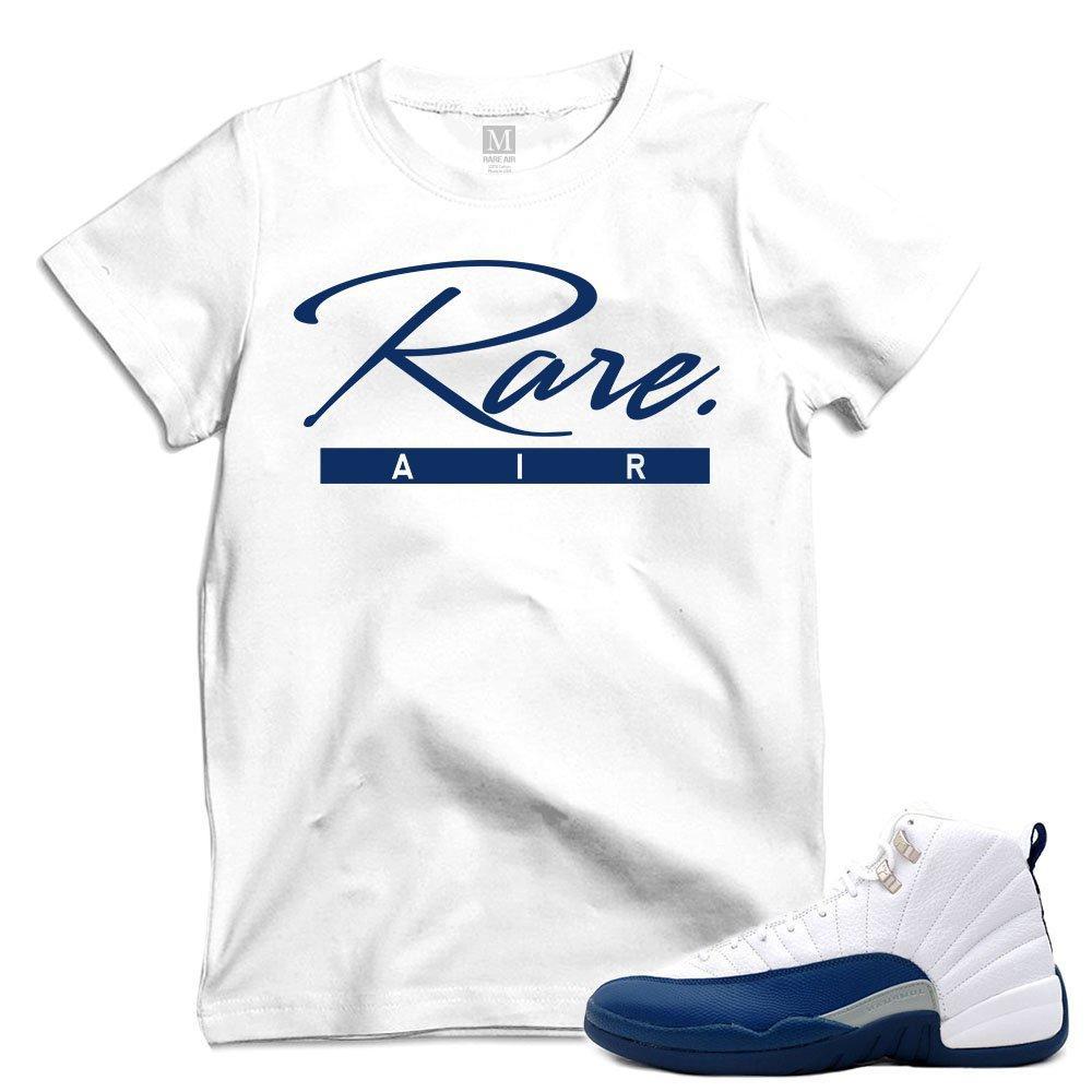 Match French Blue 12 Jordan Retros | 'Rare Air Script' | White T shirt