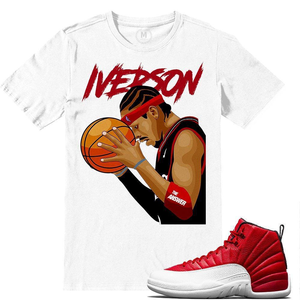 Match Gym Red 12 Jordan Retros | Ball is Life Iverson | White T shirt