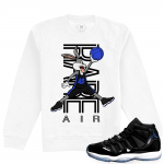 Match Jordan 11 Space Jam | Rare Air Rabbit | White Crewneck Sweatshirt