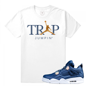 Air Jordan 4 Obsidian Match Sneaker Tee | Trap Jumpin Premium | White T shirt