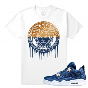 Air Jordan 4 Obsidian Match Sneaker Tee | Medusa Drip | White T shirt