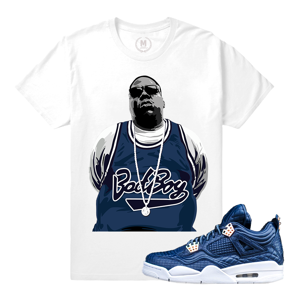 Air Jordan 4 Obsidian Match Sneaker Tee | Bad Boy Jersey | White T shirt