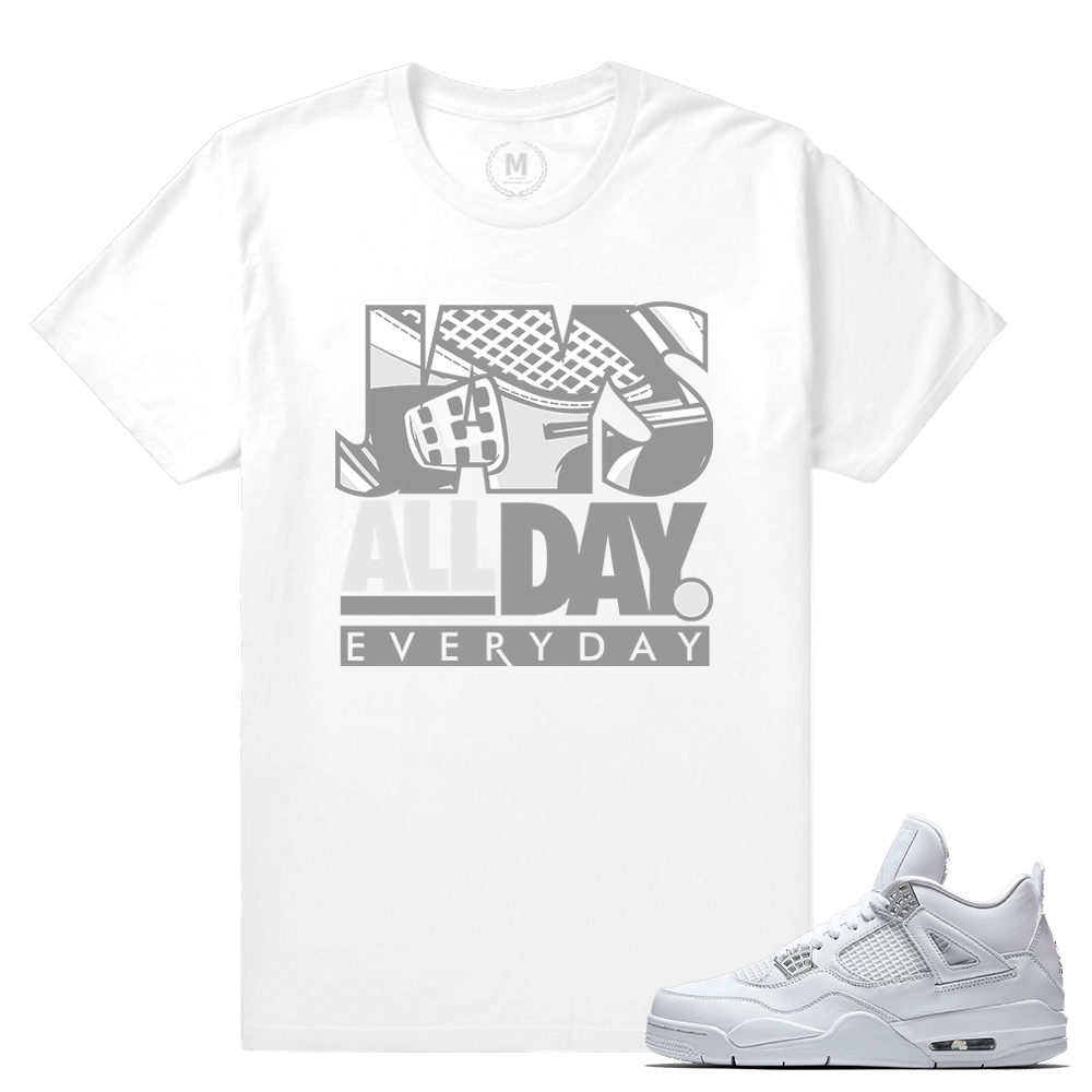 Match Air Jordan 4 Pure Money | Jays All Day | White T shirt