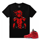 Air Jordan 5 t shirts Red Suede - Dead pool Splatter - Black