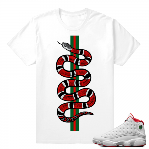 Jordan Retro 13 - History of Flight T shirt - Designer Snake - White