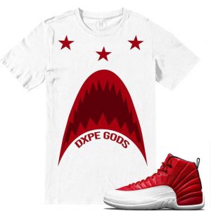 Match Gym Red 12 Jordan Retros | Dxpe Gods Jaws | White T shirt