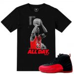 Match Flu Game 12 Jordan Retros | 'ALL DAY' | BLACK T shirt