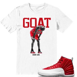 Match Gym Red 12 Jordan Retros | G.O.A.T | White T shirt