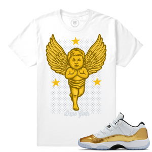 Match Jordan 11 Low Gold Closing Ceremony | Praying Angel | White T shirt