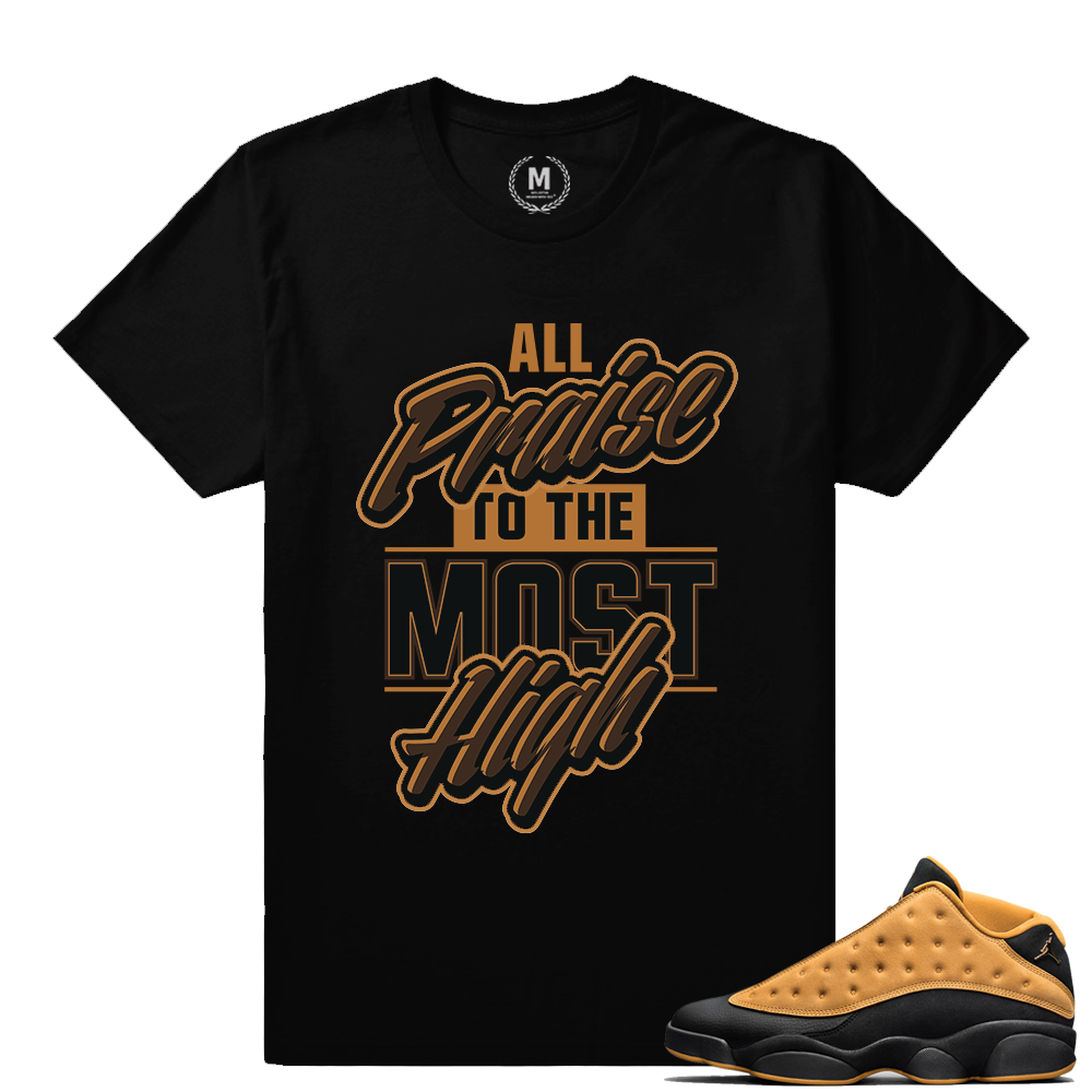 Match Air Jordan 13 Chutney | All Praise Most High | Black T shirt