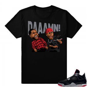 Jordan 4 Bred | DAAAMN | Black Shirt