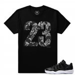 Match Air Jordan 11 Barons | 23 Floral | Black T shirt