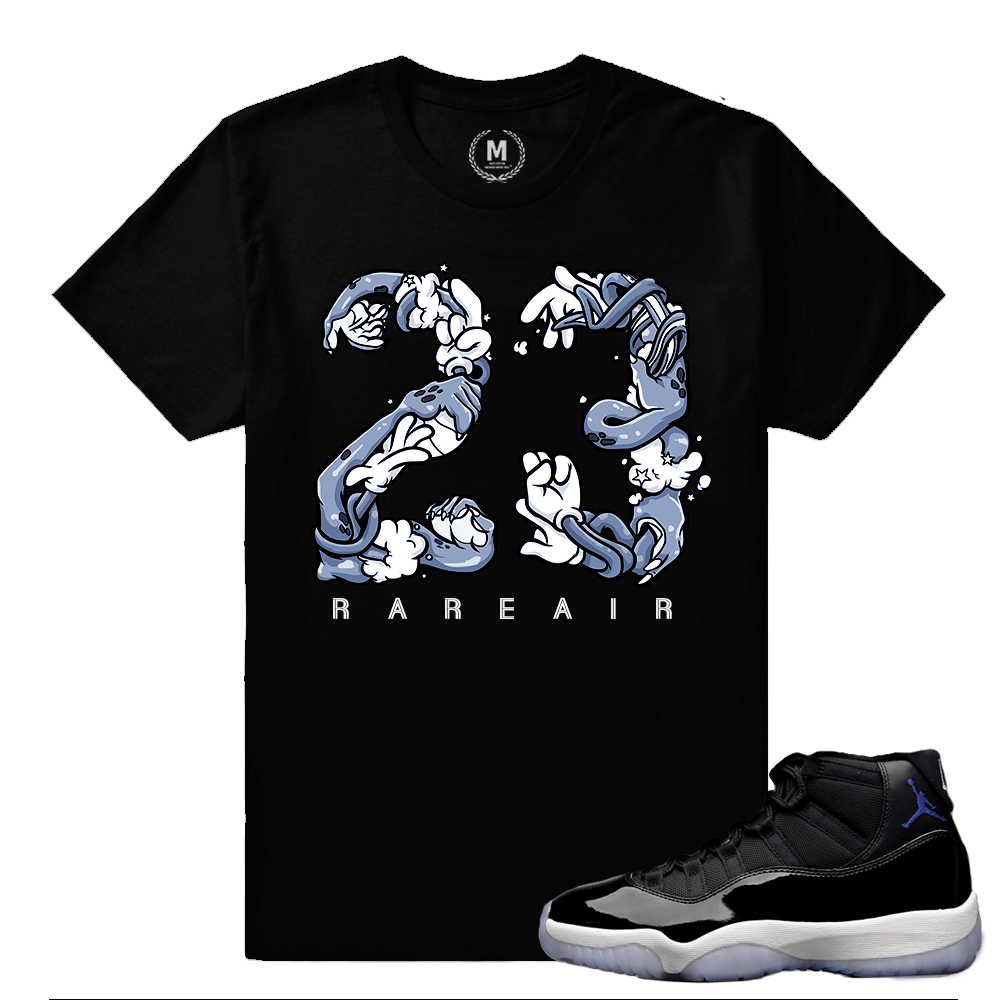 Match Jordan 11 Space Jam | Space Jam Hands | Black T shirt