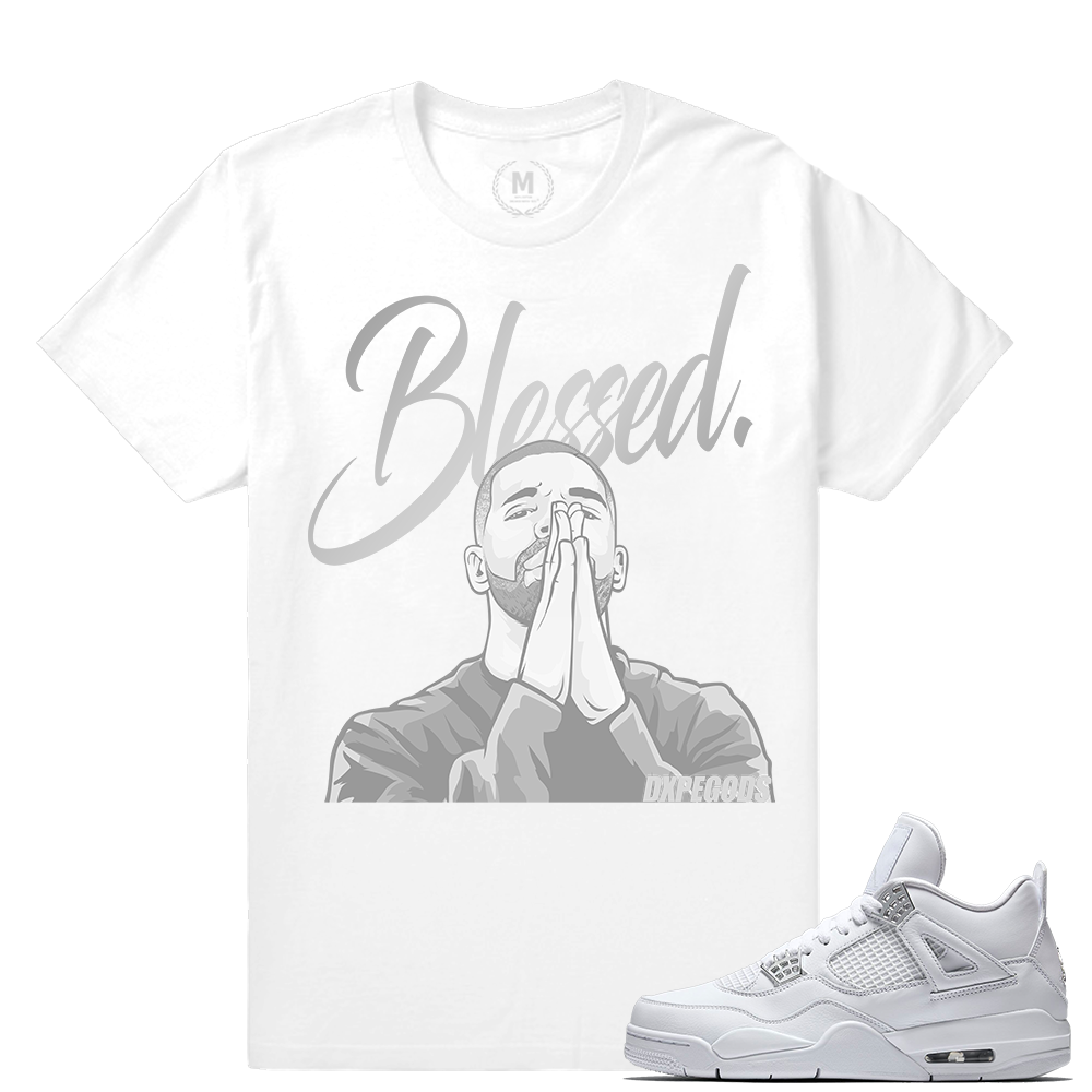 Match Air Jordan 4 Pure Money | Blessed | White T shirt