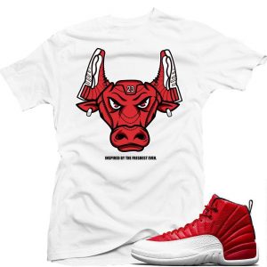 Match Gym Red 12 Jordan Retros | Two Three Bull | White T shirt