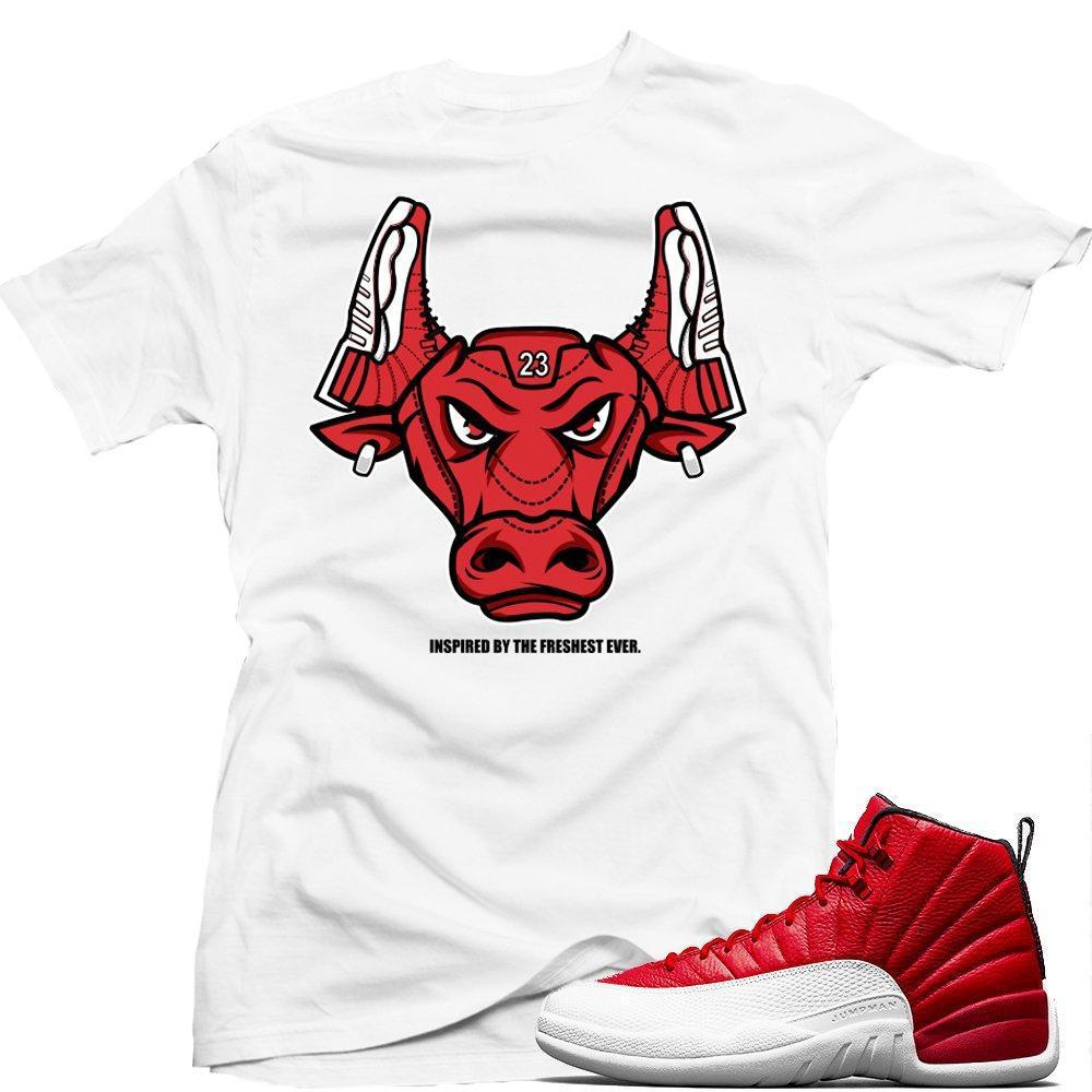 Match Gym Red 12 Jordan Retros | Two Three Bull | White T shirt