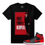 Match Banned 1s Jordan Retro | Bred Power Respect | Black T shirt