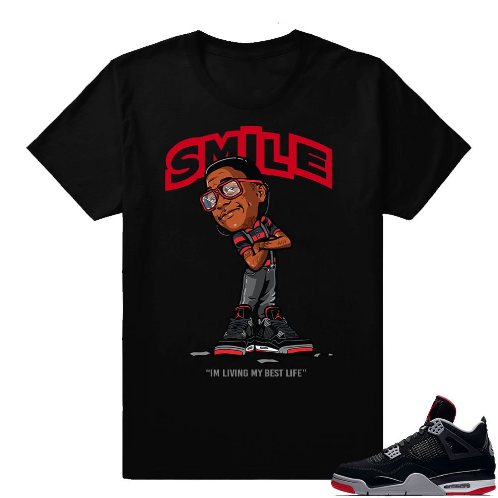 Jordan 4 Bred | Smile | Black Shirt