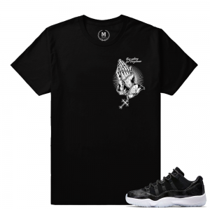 Match Air Jordan 11 Barons | Forgiveness Pocket Logo | Black T shirt