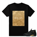 Match Air Jordan 14 DMP | Ballin Floral | Black T shirt