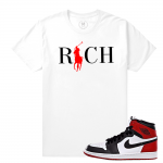 Match Jordan 1 Black Toe | Country Club Rich | White T shirt