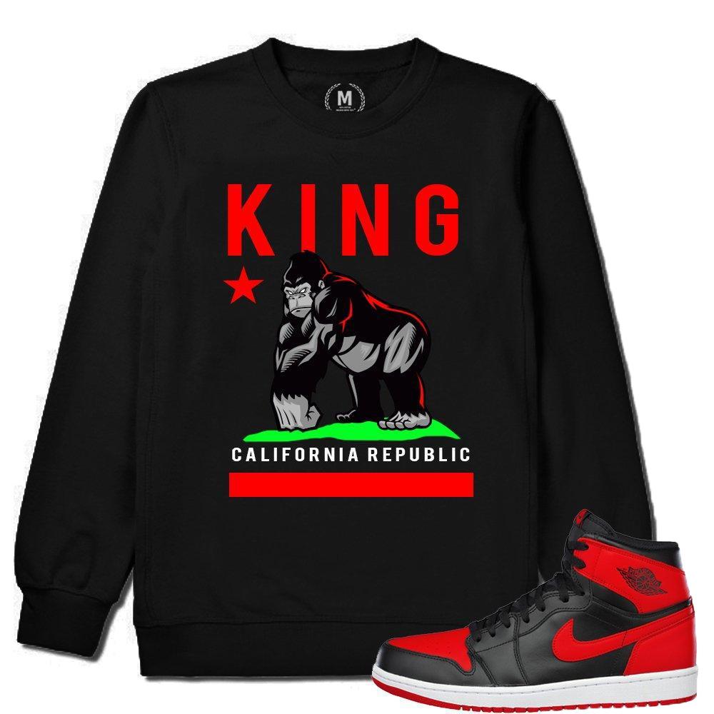 Match Banned 1s Jordan Retro | California King | Black Crew Neck Sweatshirt