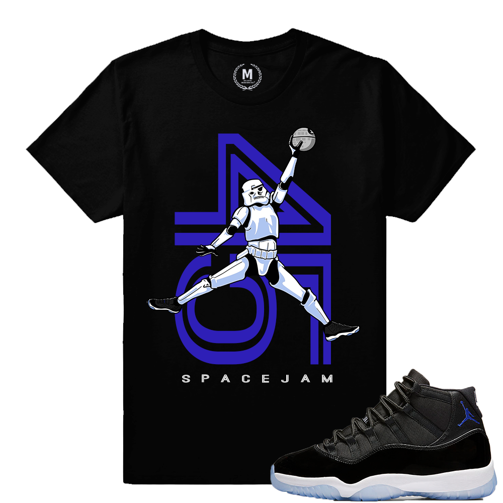 Match Jordan 11 Space Jam | Space Jam Trooper | Black T shirt