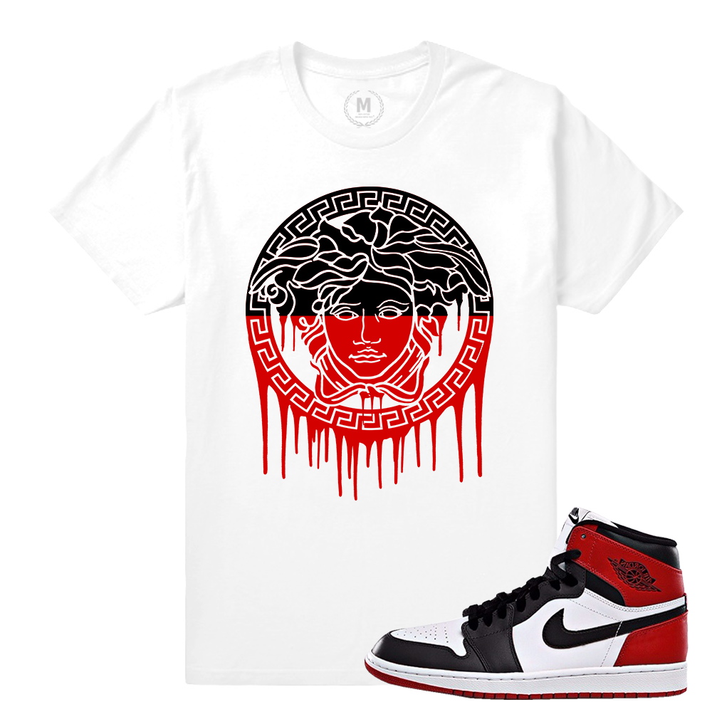 Match Jordan 1 Black Toe | Medusa Drip | White T shirt