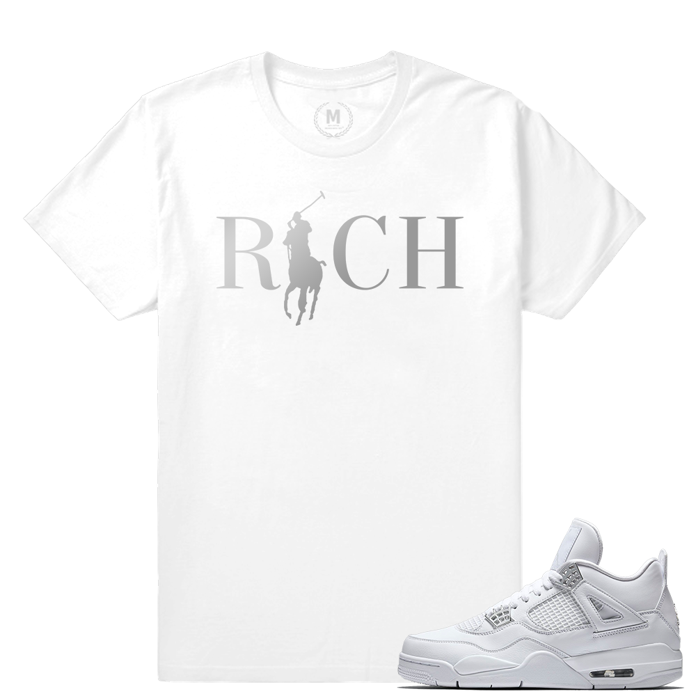 Match Air Jordan 4 Pure Money | Country Club Rich | White T shirt