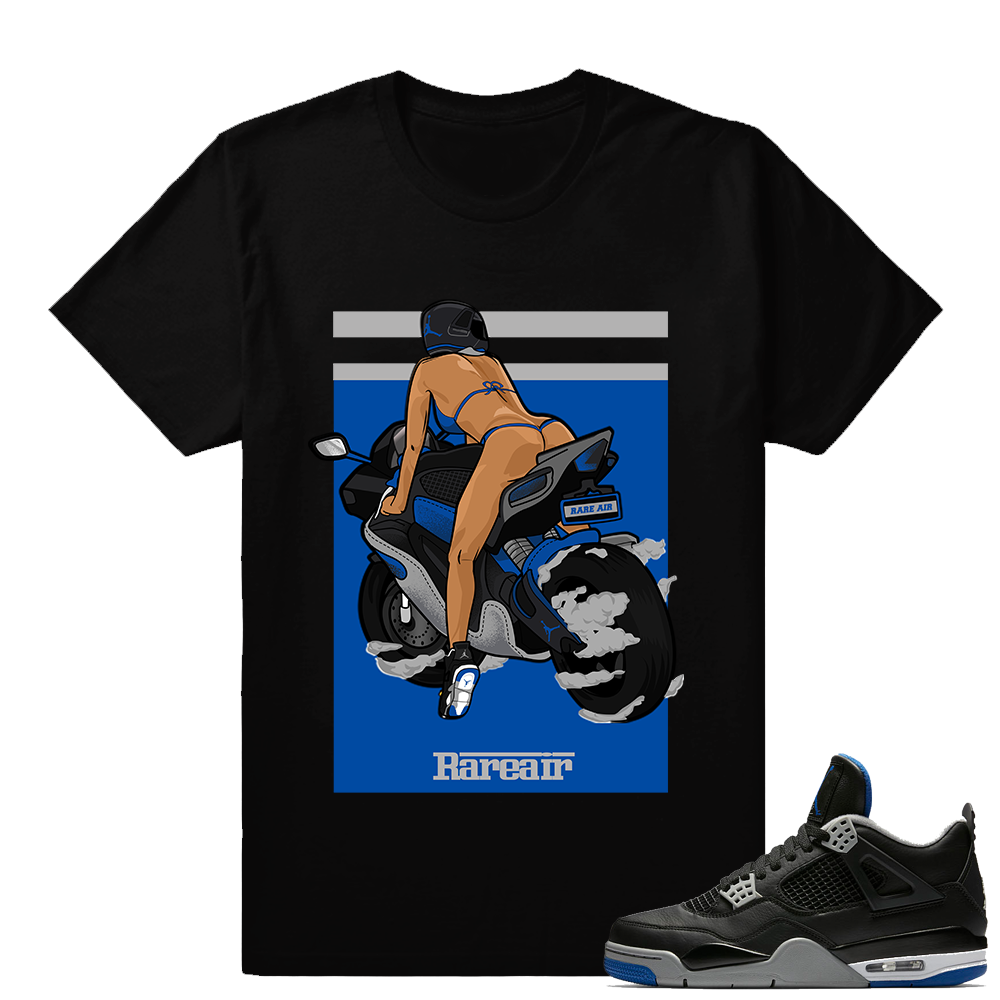 Match Air Jordan 4 Motorsport Away | Motorsport Chick | Black T shirt