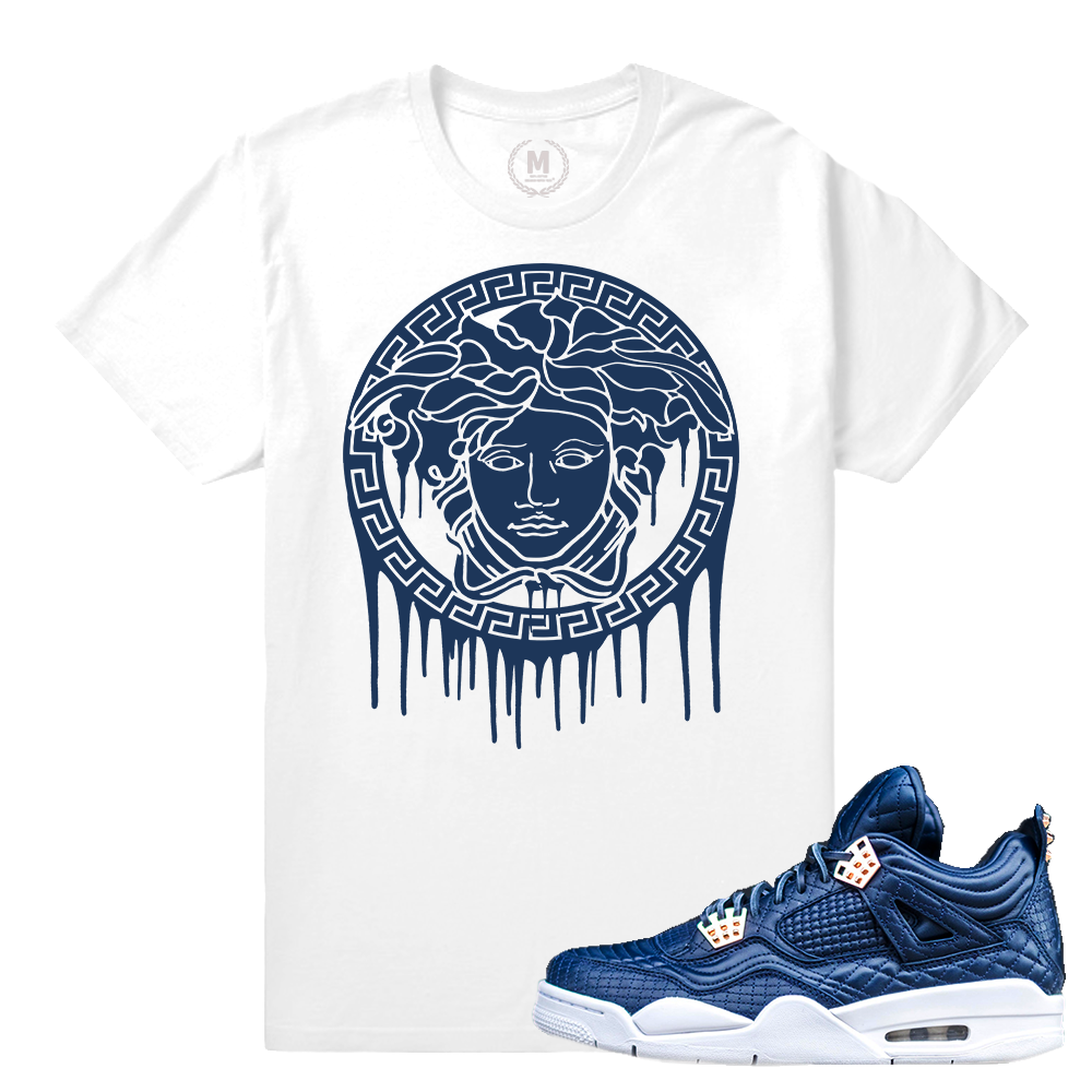 Air Jordan 4 Obsidian Match Sneaker Tee | Medusa Drip | White T shirt