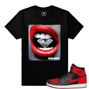 Match Banned 1s Jordan Retro | Diamond Lips | Black T shirt