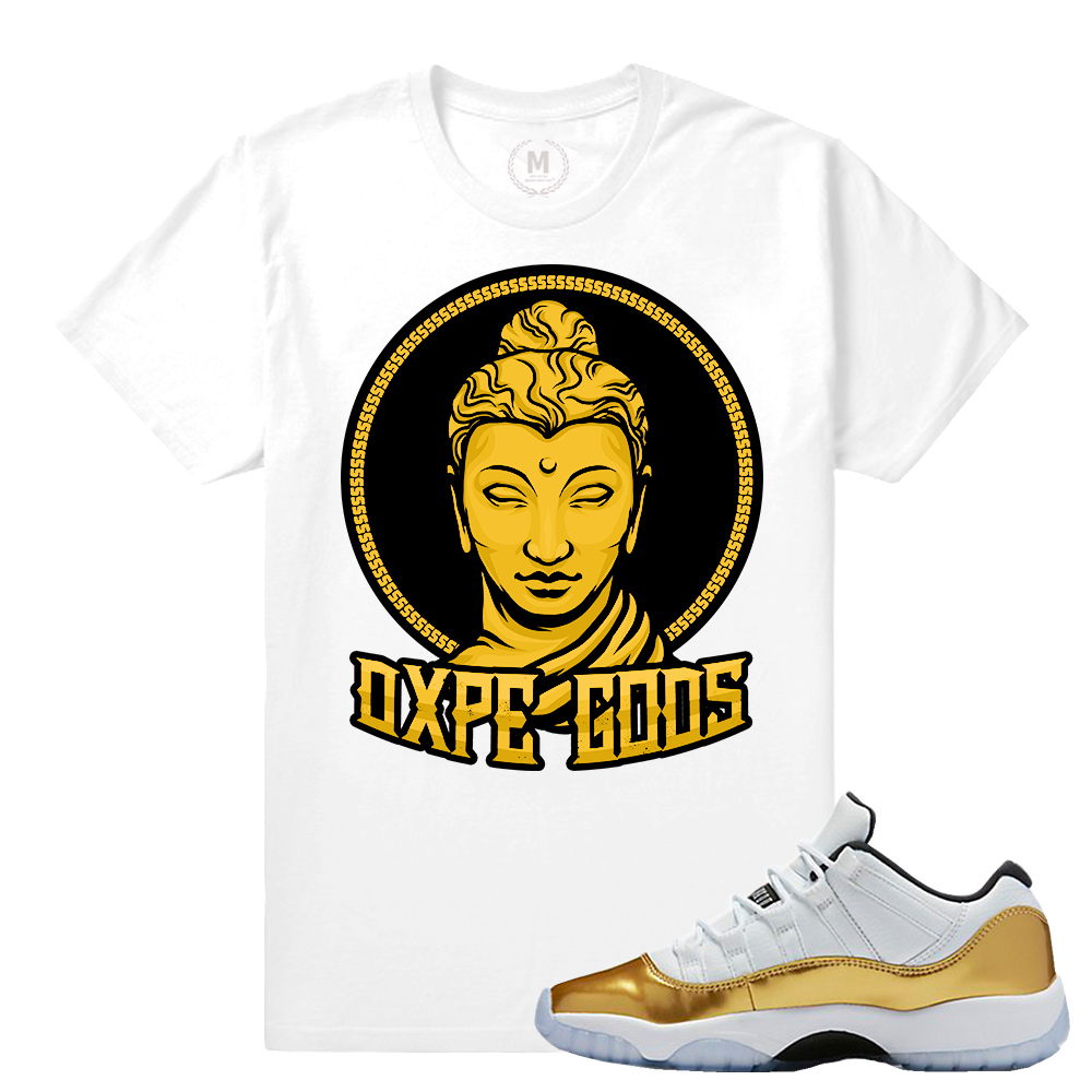 Match Jordan 11 Low Gold Closing Ceremony | DXPE Buddha | White T shirt