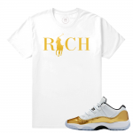 Match Jordan 11 Low Gold Closing Ceremony | Country Club Rich | White T shirt