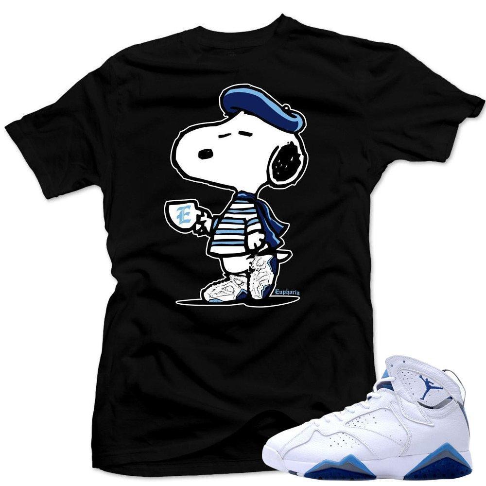 French Blue 7s Matching Sneaker Tees Shirts|French Snoopy Sneaker Tees Shirt Black